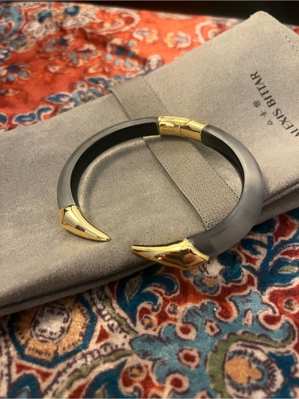 Alexis Bittar Resin Open Cuff Bracelet with Gold Tips